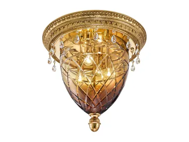 EDGARD 4300/PLG-SH - Shaded gold plated ceiling light with Schoeler crystals _ Possoni Illuminazione